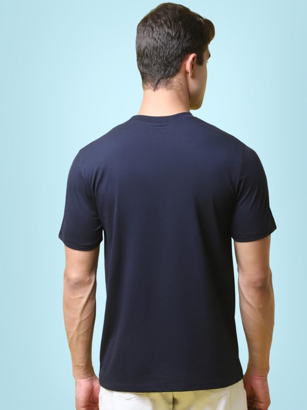 Pinkmint Combo T-Shirt for Men Cotton Blend Casual Half Sleeve T-Shirt l Active wear l Regular Home T-Shirt (Pack of 2) Blue-Dar