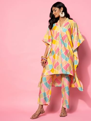 Libas WomenS Silk Blend Co-Ords (35506_Multicolor)