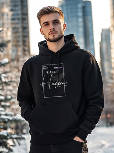 Nobero MenS Cotton Blend Neck Hooded Regular Fit Sweatshirt (1M-Twho-C0680_Black (X_Large)