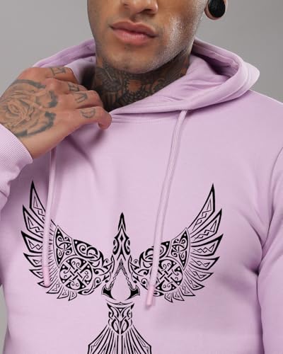 ADRO Men's Hoodie - Printed Cotton Sweatshirt, Lavender, Size 36, Model H24-BIRD-PU