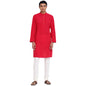 Fabindia Men Cotton Pintucks Long Kurta Red_L