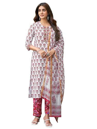 Sanisa WomenS Rayon Blend Floral Printed Straight Kurta With Pant And Dupatta Set| Ethnic Set | Suit Set | Kurta Set(129Kbd1394