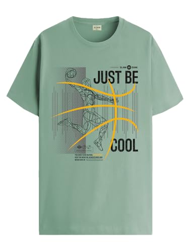 ADRO Men's Graphic Printed 100% Cotton T-Shirt - Regular Fit, Printed T-Shirts for Men (RN24-BCL-PT_Pista_XL)