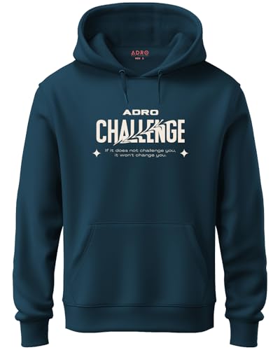 ADRO Mens Abstract Design Backside Printed Hoodies in Premium Cotton Fleece 340 GSM (H23-M-CHL-SB_Teal)