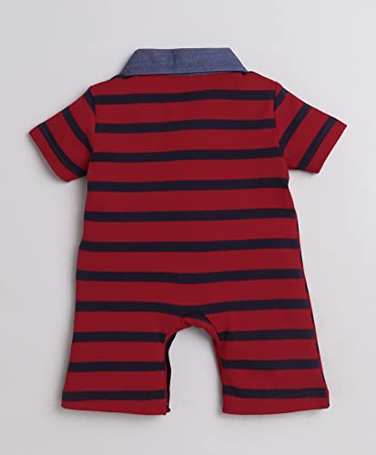 Bumzee Red Boys Half Sleeves Thigh Length Romper Age