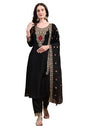 Pratham Blue WomenS Silk Embroidered Straight Kurta Palazzos With Dupatta |Kurta Set For Women |Women Kurta |Women Embroidered