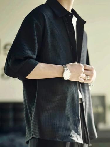 Greciilooks MenS Formal Button Down Shirt  Slim Fit Office Wear ShirtS For Men | Textured Long Sleeve Cotton Blend | Business