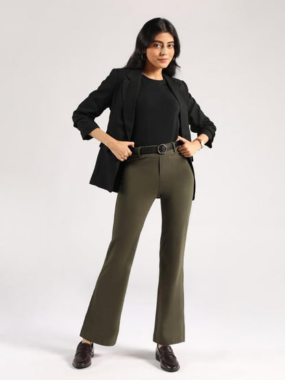 BlissClub AM:PM Air Flare Trousers Cotton for Women Upto 54 ft | Bootcut Trousers and Formal Pants for Women Office wear | Tail