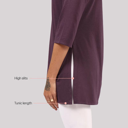 BlissClub Cotton Pro Kur-Tee, Cotton-Like Comfort, Sweat-Free Confidence, Tunic Length, High Slits, Dual-Plated Fabric, Flatteri