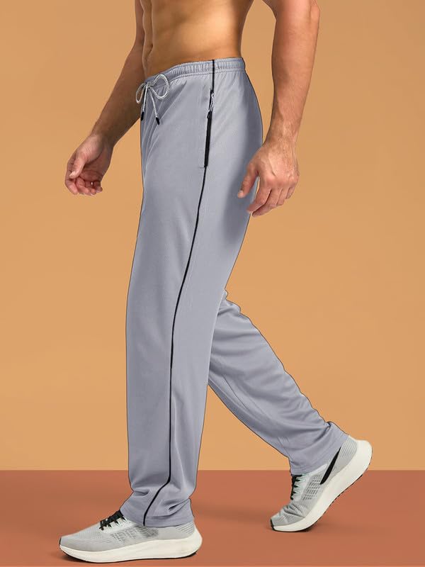 Pinkmint Mens Spandex Track Pant ll Stylish Regulr Fit Track with Side Zip Pocket ll Gym Wear ll Yoga ll Sports (Pack of 1) Lig