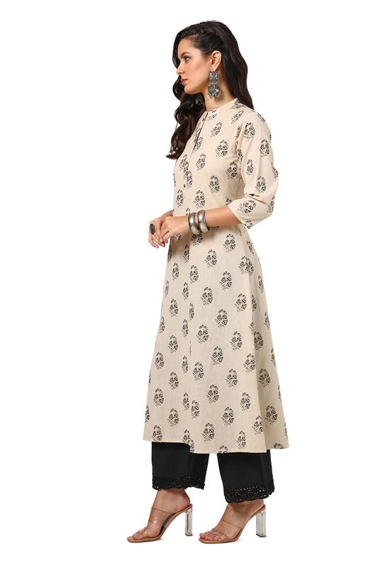 Soch Womens Beige Cotton Flex Paisley Print Kurta