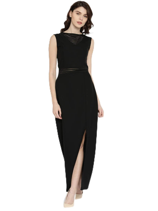 Rare Women'S Synthetic A-Line Maxi Dress (Ep1604- Black_Xl)