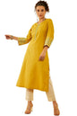 Soch Womens Mustard Silk Blend Embroidered Kurta Set With Thread Work