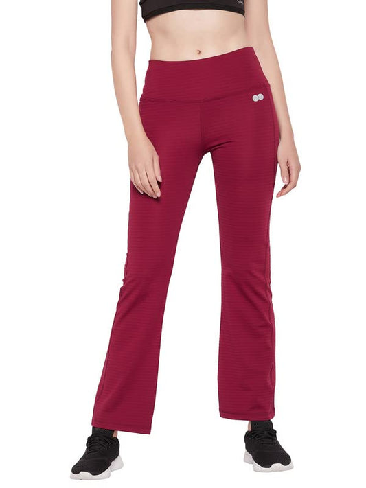 Clovia Womens Comfort Fit High Rise Flared Yoga Pants with Side Pocket (Ab0090P15_Purple_XXL)