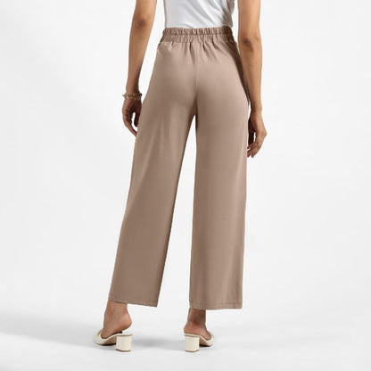 Blissclub Womens Work Utility Pants (AMPM_Wide_Barkha Brown Mocha