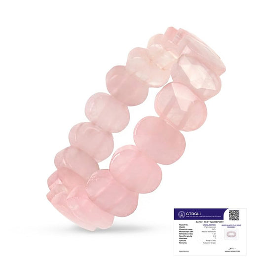 Astrotalk Rose Quartz Flat Bead Stretchable Bracelet | Rose Quartz Crystal for Women | Crystal Jewellery For Love, Calm & Emotional Balance | Gift For Women & Girls | Valentine Gift for Girlfriend