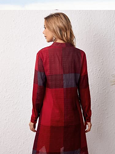 Greciilooks Western Dress For Women| Color Block Tunic Dress| Shirt Collar Half Button Western Dress| Long Slleve Dress| Best Gi