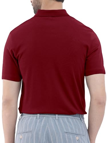 Noble Monk MenS Regular Fit Polo T Shirt |Half Sleeves |Collar Tshirts | Casual T-Shirt For Men Wine Red