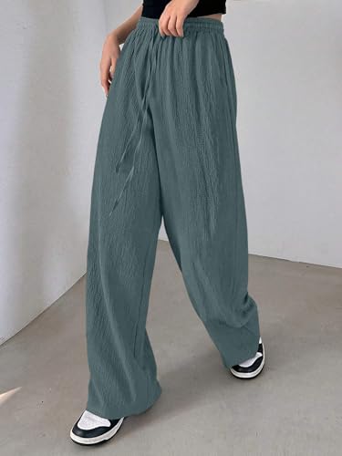 Greciilooks Regular High-Waisted Pants | Korean Trousers For Women (Gl-Tr1028-N_Olive Green