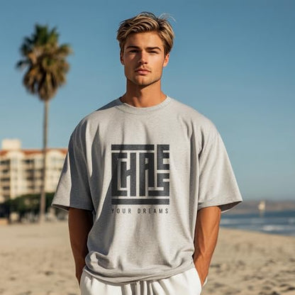 Nobero MenS Solid Oversized Fit T-Shirt (1M-Twrt-C0589_Grey Melange