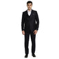 Turtle Men Polyviscose Tailored Fit Navy Blue Party Suits (3 Piece)