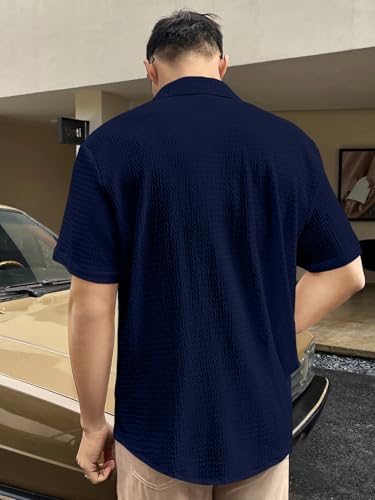 Greciilooks For Casual Stylish Polycotton Regular Formal Shirt Navy Blue