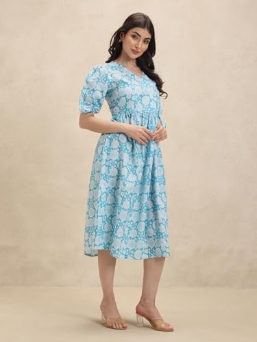 Leriya Fashion WomenS Rayon Casual Below The Knee Western Dress (Lf-Wd1193-01_Blue