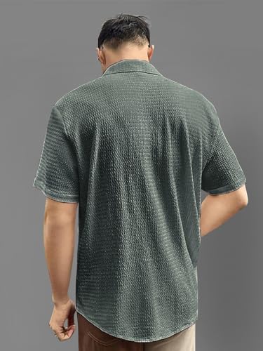 Pinkmint Mens Solid Classic Fit Shirt Olive