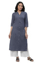 Aurelia Women'S Sailor Blue Stripes Yarn Dyed Dobby Straight Kurta_23Aua14453-701987_S