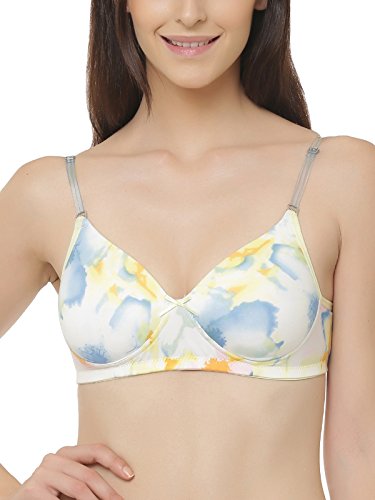 Clovia WomenS Printed T-Shirt Bra With Detachable Straps (Br0935P18_White_40B)