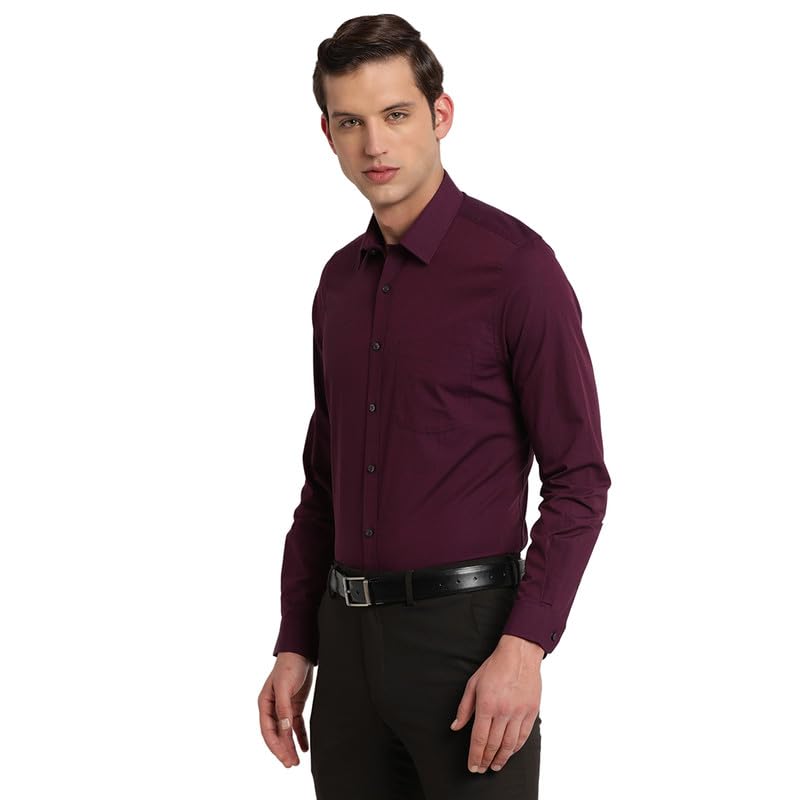 Turtle Men 100% Cotton Purple Solid Regular Fit Formal Shirt