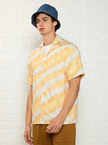 Greciilooks Mens Rayon Casual Shirt Regular Fit Men Casual Shirt (Yellow, Xx-Large)
