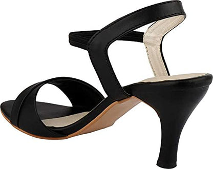 Shoetopia Womens/Girls Black Party Slim Heeled Sandals