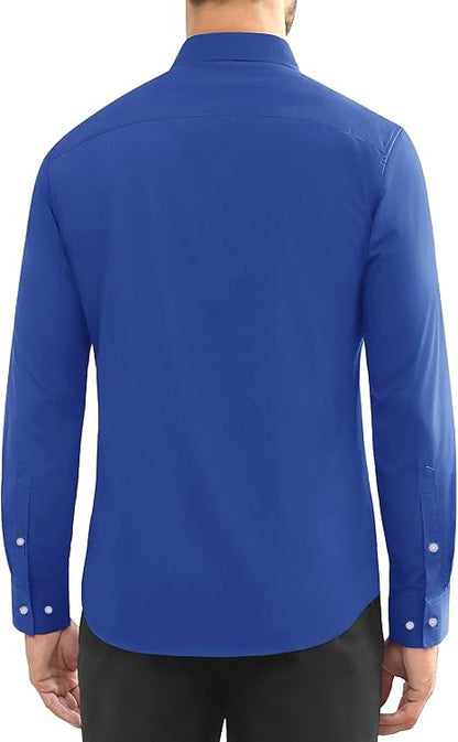 CB-COLEBROOK Mens Cotton Casual Classic Design Button Up Shirt with Chest Pocket, Male Clothes for Spring and Fall Business Occ