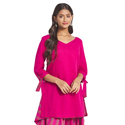 Fabindia WomenS Solids Slim Kurta (210647901_Magenta