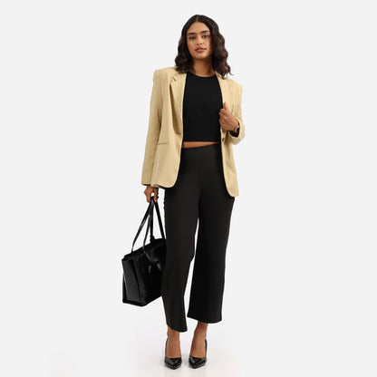 BlissClub Ultimate Sculpt Wide - Legged Pants -Tall Above 55, Ribbed Waistband, Wide Silhouette, 2 Zippered Pockets