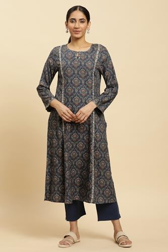 W for Woman Women's Viscose Booti Regular Kurta & Straight Pant