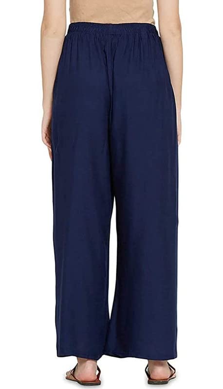 Fashion Gallery WomenS Rayon Relaxed Fit Palazzo Pants With Full Length Pull On Closure And Elasticated Flexible Waist|Palazzo