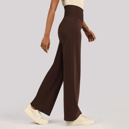 BlissClub Ultimate Sculpt Wide - Legged Pants, Ribbed Waistband, Wide Silhouette, 2 Zippered Pockets,Tall Above 55