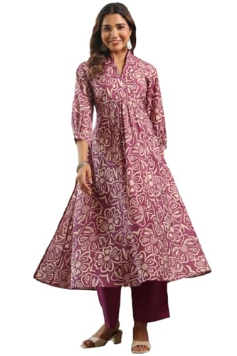 Anni Designer WomenS Rayon Viscose Printed A-Line Kurta With Pant (Alanni Purple_Xxl_Purple_Xx-Large)