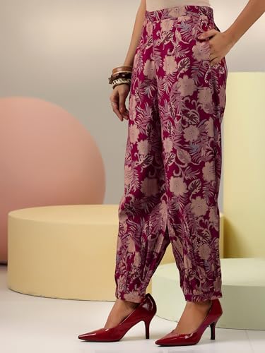 Libas WomenS Printed Co-Ords (27800_Maroon