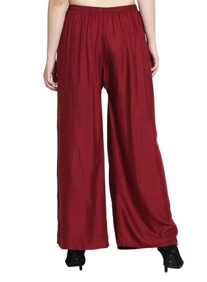 Fashion Gallery WomenS Rayon Relaxed Fit Palazzo Pants With Full Length Pull On Closure And Elasticated Flexible Waist|Palazzo
