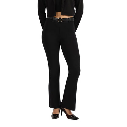 BlissClub AM:PM Air Flare Trousers Cotton for Women Above 55 ft Tall | Bootcut Trousers and Formal Pants for Women Office wear