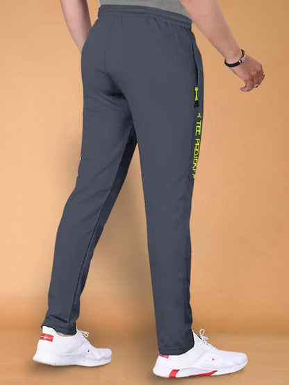 Pinkmint Lycra Soild Track Pant for Men & Elastic Jogger Gym Wear, Yoga Wear, Sports, Regular Wear (Pack of 1) Grey