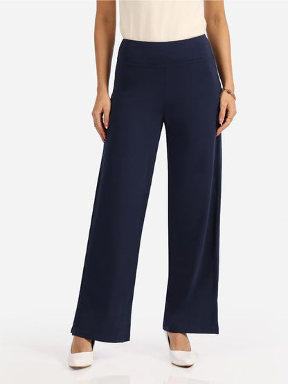 BlissClub AM:PM Cotton Wide Leg Pants - Lite,Tall Above 55, Cotton Pants, Wide Waistband, Slit at Hem, Side Pockets