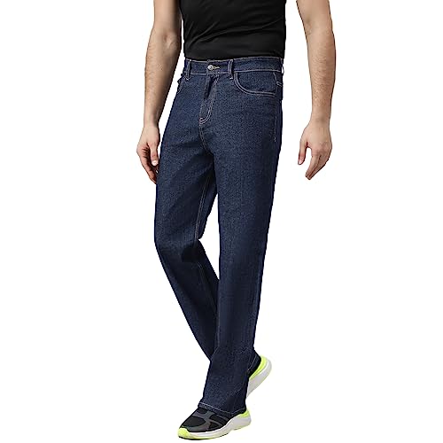 Kotty MenS Cotton Lycra Blend Relaxed Fit Mid Rise Jeans Prussian Blue