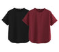 Juneberry Pure 100% Cotton Oversized Loose Baggy Fit Round Neck With Drop Shoulder Black & Maroon Half Sleeves Boyfriend T-Shirt
