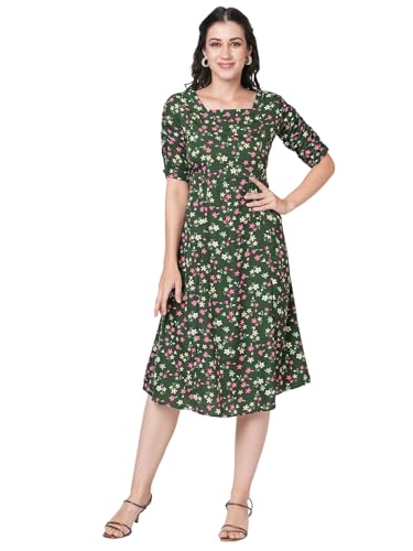 Selvia Western Dress For Women|Crepe Dress For Women|Fit & Flare Dress|Floral Printed Dress For Women|One Piece Dress For Women