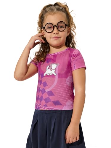 The Souled Store Official Disney: Marie in Paris Young Girls Round Neck Multicolor Graphic Printed Cotton T-Shirts