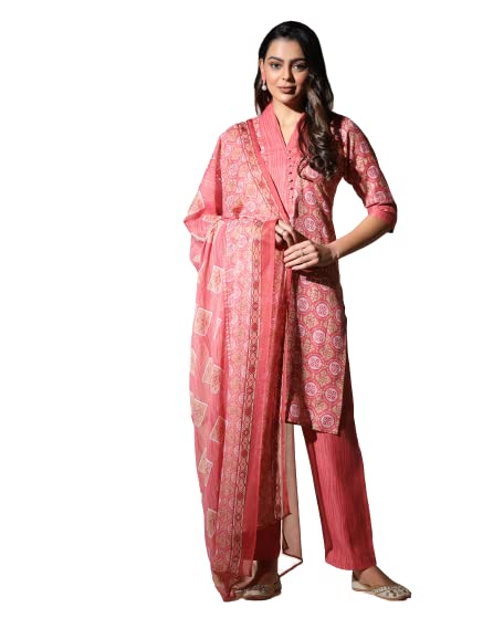 Leriya Fashion Kurta Pant Dupatta Set || Cotton Blend Block Printed Kurtis Pant With Dupatta For Women || Perfect For Office ||